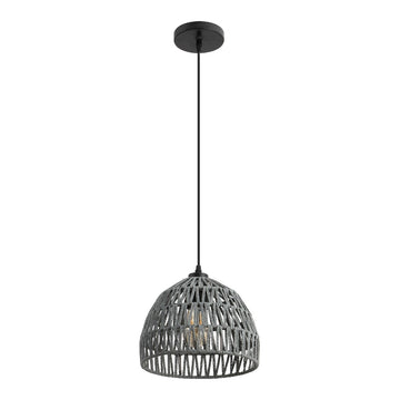 Campana 20" Bohemian Modern Woven Rattan/Iron LED Pendant